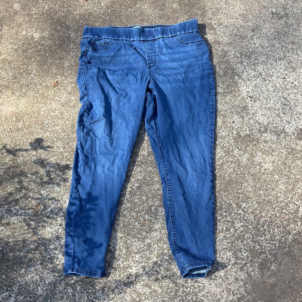 Nine West Dark Blue Stretch Jeggings with Elastic Waist